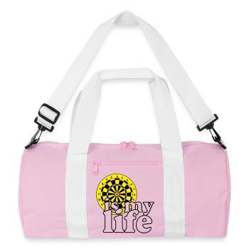 Dart, Dartpfeil, Darts, Shirt , Dart is my life - Recycelte Duffel Bag - Rosa/Weiß - Vorne