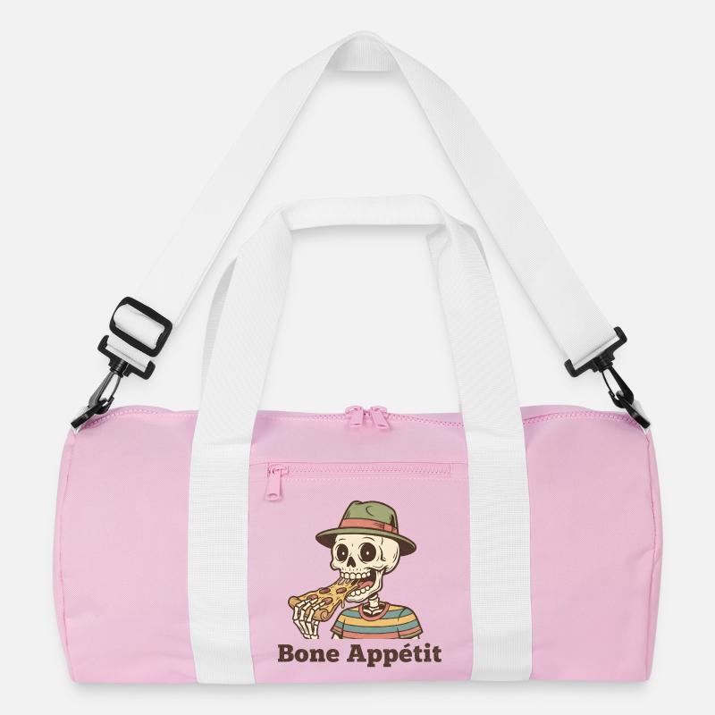 Bone Appétit Skeleton Eats Pizza Recycled Duffel Bag