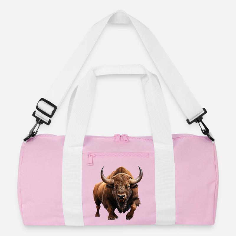 Auerochse - Recycelte Duffel Bag - Rosa/Weiß