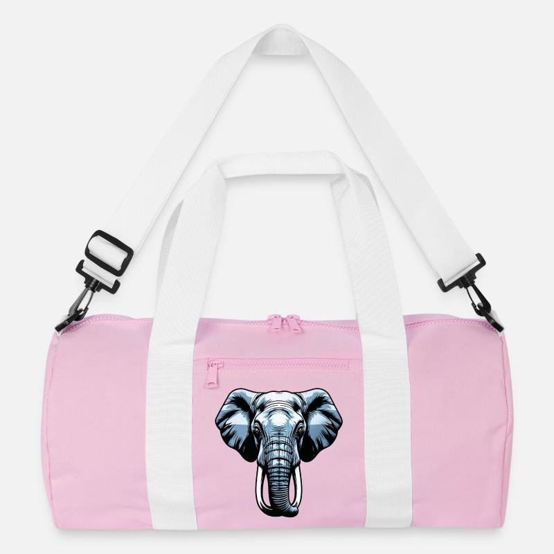 Blue Elephant Head Vector - Recycled Duffel Bag - pink/white