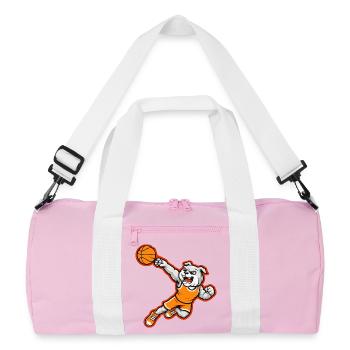Bulldog Basketball Dunk Maskottchen - Recycelte Duffel Bag - Rosa/Weiß - Vorne