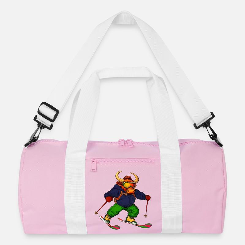 Stiere Skifahrer / Ski Stier - Recycelte Duffel Bag - Rosa/Weiß