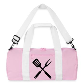 Grillbesteck BBQ Grillmeister Foodtruck Crew - Recycelte Duffel Bag - Rosa/Weiß - Vorne