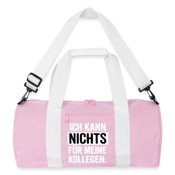 Ich kann nichts für meine Kollegen - Recycelte Duffel Bag - Rosa/Weiß - Vorne