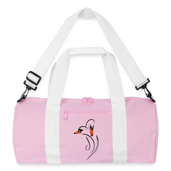 Duo de cygnes amoureux - Sac de sport recyclé - rose/blanc - Devant