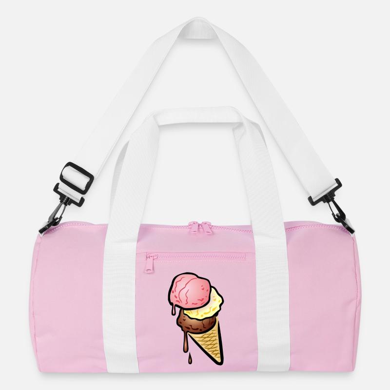Eistüte mit drei Kugeln Eis - Recycelte Duffel Bag - Rosa/Weiß