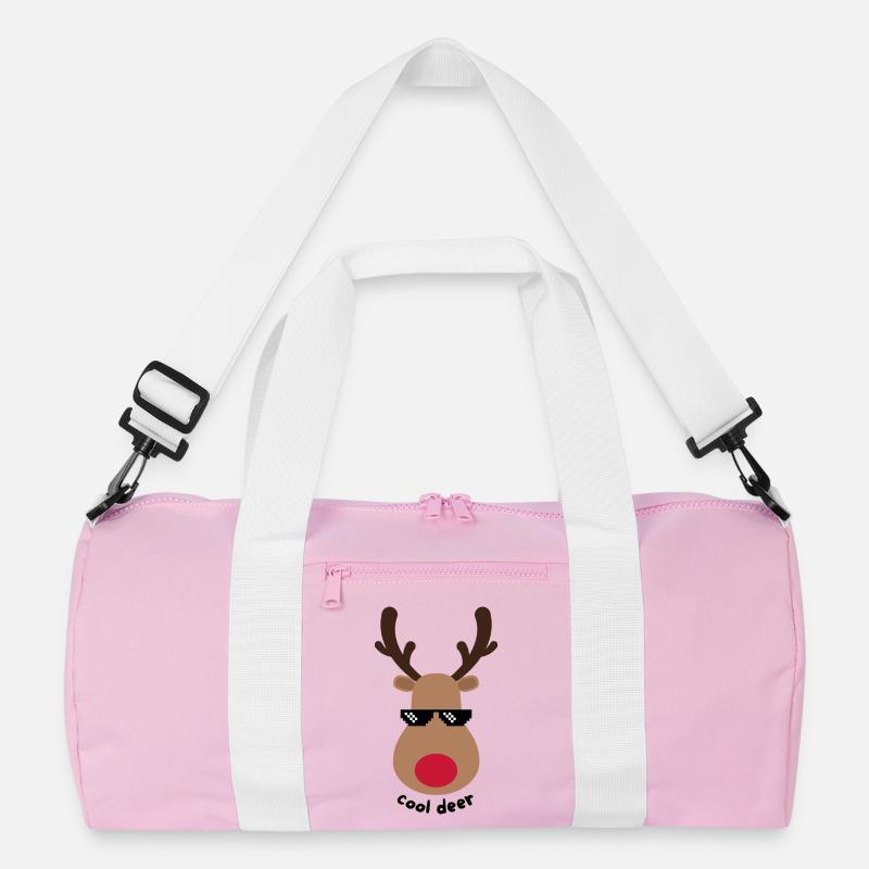 cool deer  - Recycelte Duffel Bag - Rosa/Weiß