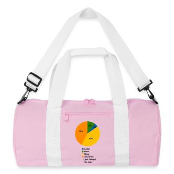 Funny Skiing Pie Chart Skier Humor Slogan - Recycled Duffel Bag - pink/white - Front
