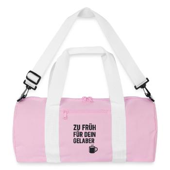 Coffee Cup Saying Print - Recycled Duffel Bag - pink/white - Front