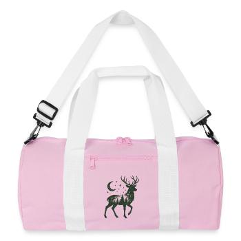 Sternenwald Hirsch Silhouette - Recycelte Duffel Bag - Rosa/Weiß - Vorne