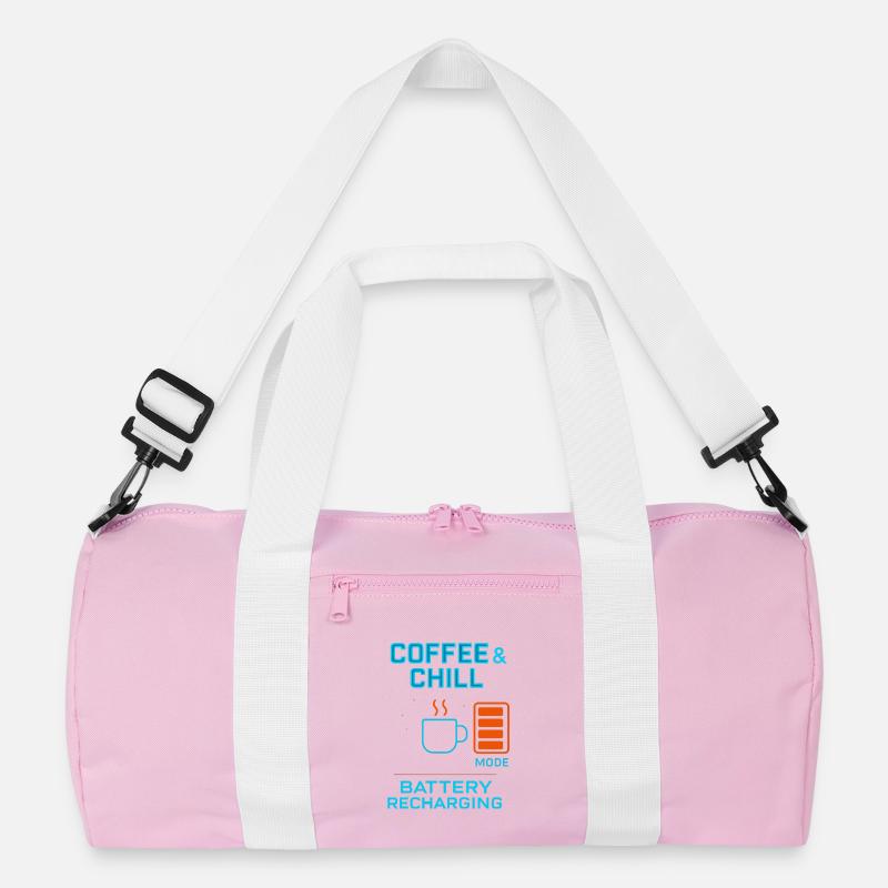 coffe and chill battery recharging - Recycelte Duffel Bag - Rosa/Weiß