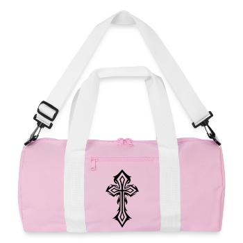 Croix, Crucifix, avec des épines, style gothique. - Sac de sport recyclé - rose/blanc - Devant