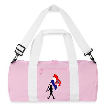 Flagge Kroatien Mann zu Fuß - Recycelte Duffel Bag - Rosa/Weiß - Vorne