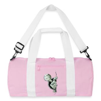 Guck Guck Schildkröte Wildtier Hausschildkröte - Recycelte Duffel Bag - Rosa/Weiß - Vorne
