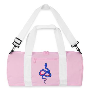 Blue and Red Flowering Snake - Recycled Duffel Bag - pink/white - Front