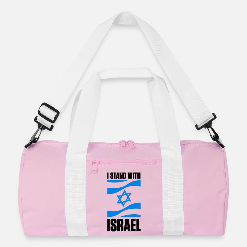 Stand With Israel Jerusalem Tel Aviv Davidstern - Recycelte Duffel Bag - Rosa/Weiß