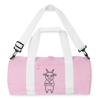Angry Goat Cartoon Illustration - Recycled Duffel Bag - pink/white - Front