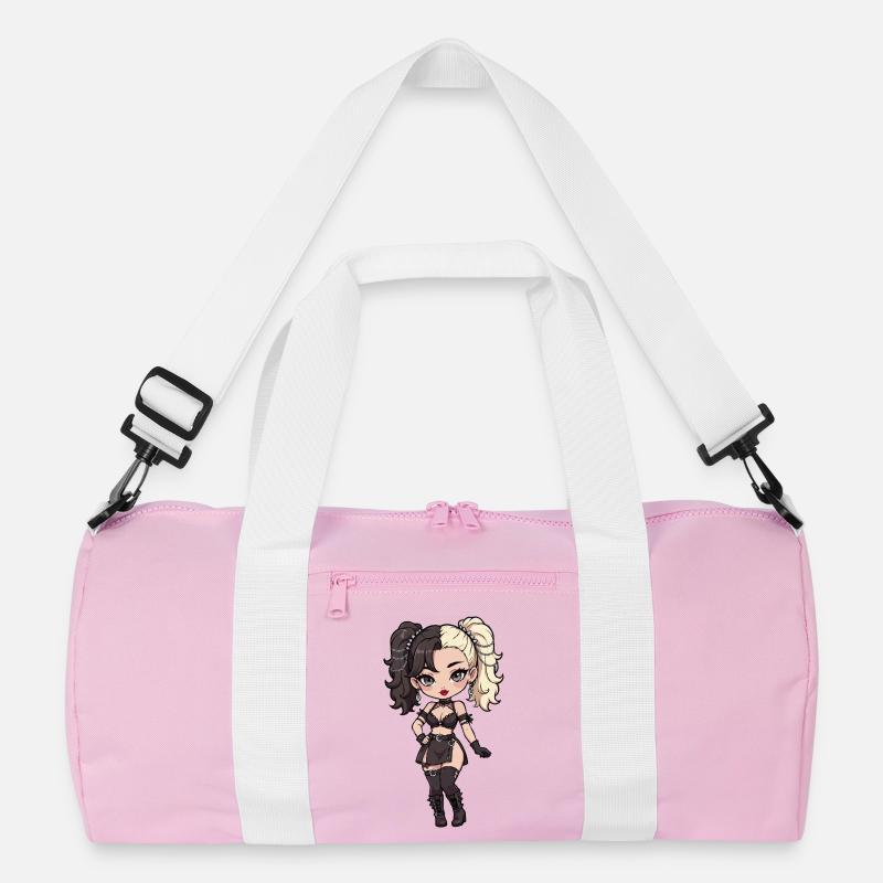 Gotische Chibi-Diva mit zweifarbigem Haar Recycelte Duffel Bag