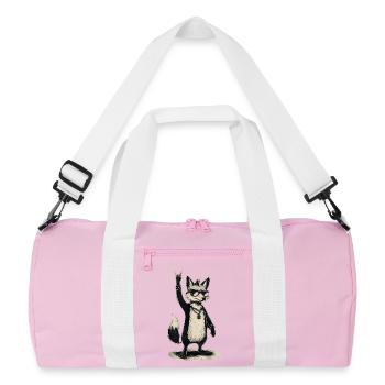 Renard berçant avec lunettes de soleil signe de main - Sac de sport recyclé - rose/blanc - Devant