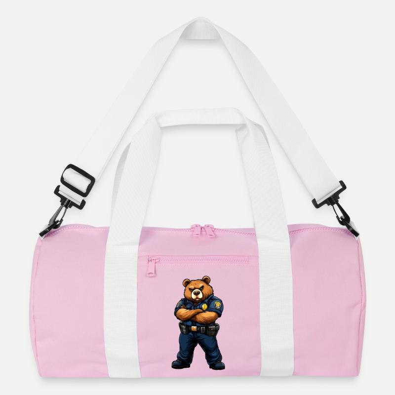 Bären Polizei - Braunbär - Recycelte Duffel Bag - Rosa/Weiß