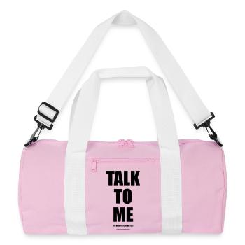 Talk To Me  – Wear Words - Recycelte Duffel Bag - Rosa/Weiß - Vorne