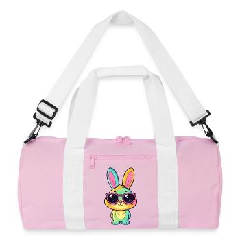 Lapin coloré et lunettes rétro - Sac de sport recyclé - rose/blanc - Devant