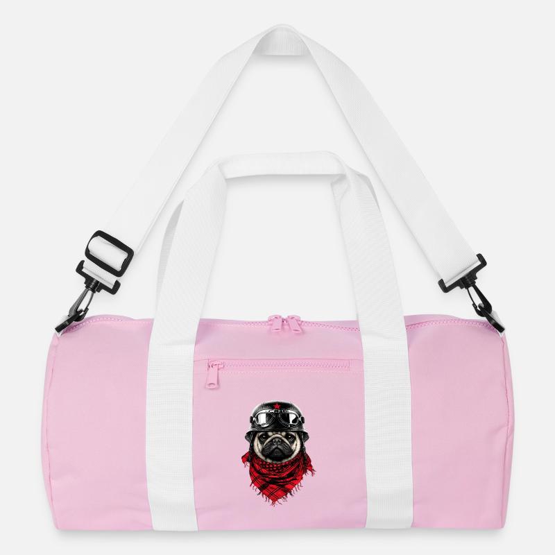 Combative pug in pilot look Recycled Duffel Bag