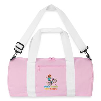 Ne vous inquiétez pas, vélo heureux - Sac de sport recyclé - rose/blanc - Devant