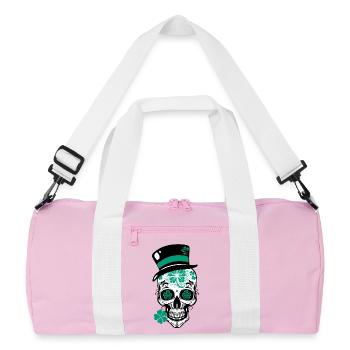 Sugar Skull St Patrick's Day - Recycled Duffel Bag - pink/white - Front