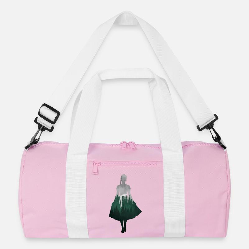 Dirndl Silhouette with Forest – Alpine Style Elegant Recycled Duffel Bag