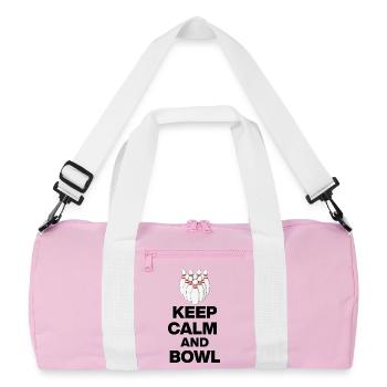 KEEP CALM AND BOWL, STRIKE MEISTER! PIN SNIPER - Recycled Duffel Bag - pink/white - Front