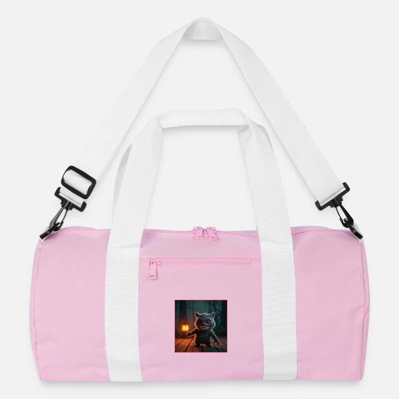 Night cat with lantern in the forest Recycled Duffel Bag