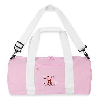 Monogramm H mit Herzrahmen - Recycelte Duffel Bag - Rosa/Weiß - Vorne