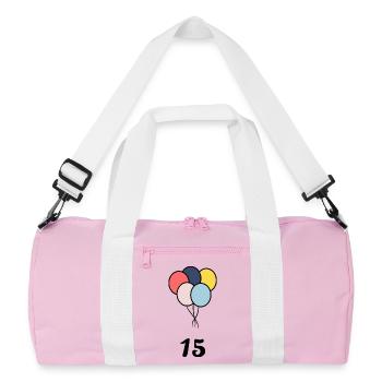 15. 15 YEARS. 15th ANNIVERSARY. 15 YEAR ANNIVERSARY. - Recycled Duffel Bag - pink/white - Front