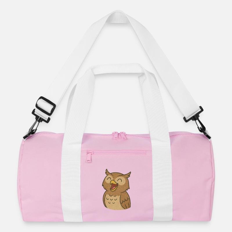 Eule_die_Lacht - Recycelte Duffel Bag - Rosa/Weiß