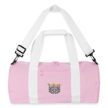 Geometric bear Mosaic with Gold Drips - Recycled Duffel Bag - pink/white - Front