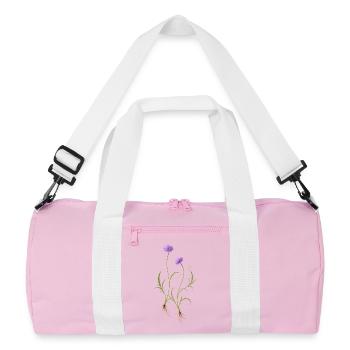 Meadow Flower Nature Illustration - Recycled Duffel Bag - pink/white - Front