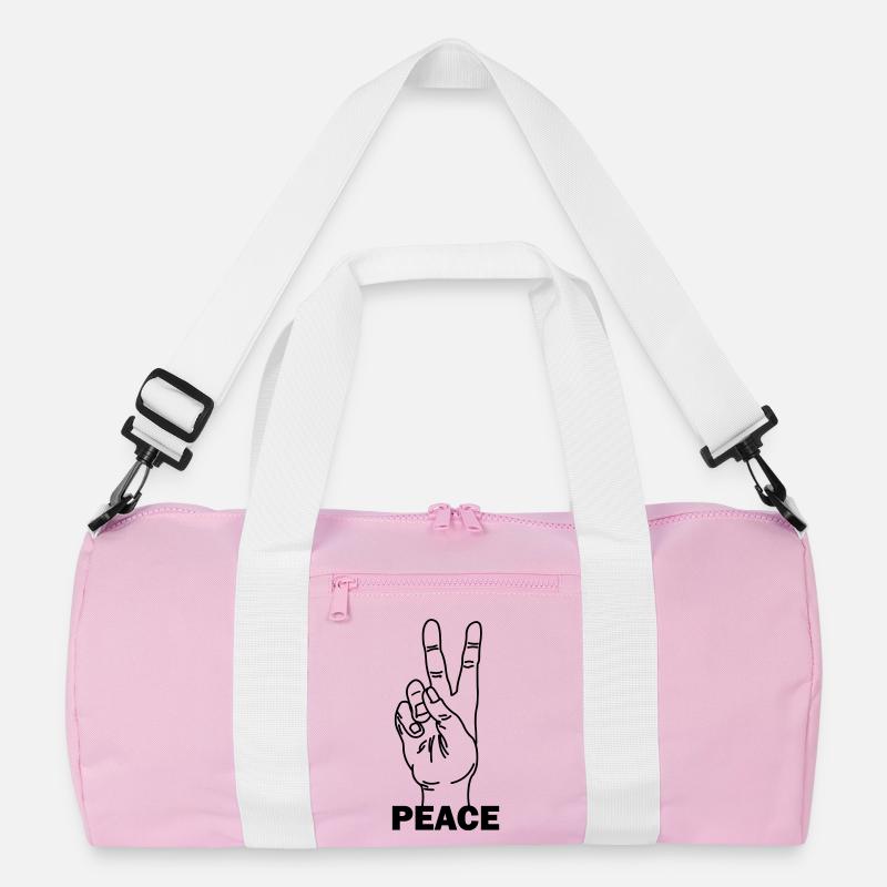Handgeste Frieden mit Friedenstext Recycelte Duffel Bag