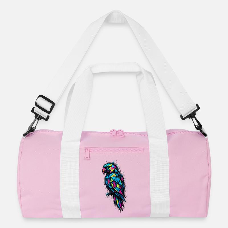 Low Poly Parrot: Colorful Geometry Recycled Duffel Bag