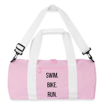 Swim - Bike - Run Triathlon Design - Recycelte Duffel Bag - Rosa/Weiß - Vorne