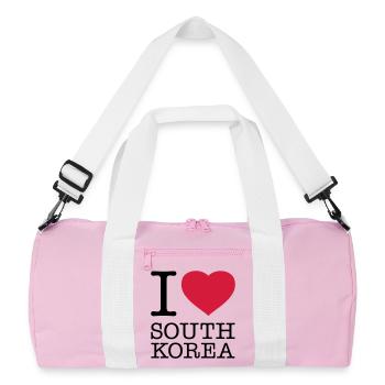 I LOVE SOUTH KOREA Südkorea - Recycelte Duffel Bag - Rosa/Weiß - Vorne
