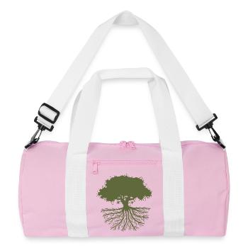 tree roots green - Recycelte Duffel Bag - Rosa/Weiß - Vorne