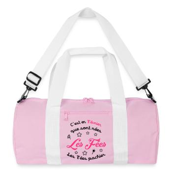 Fée / Fille / Reine / Naissance / Bébé / Février - Recycled Duffel Bag - pink/white - Front