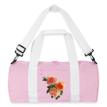 Peach Rose Bouquet - Recycled Duffel Bag - pink/white - Front