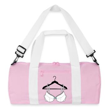 Bra white with blue bow on clothes hanger - Recycled Duffel Bag - pink/white - Front