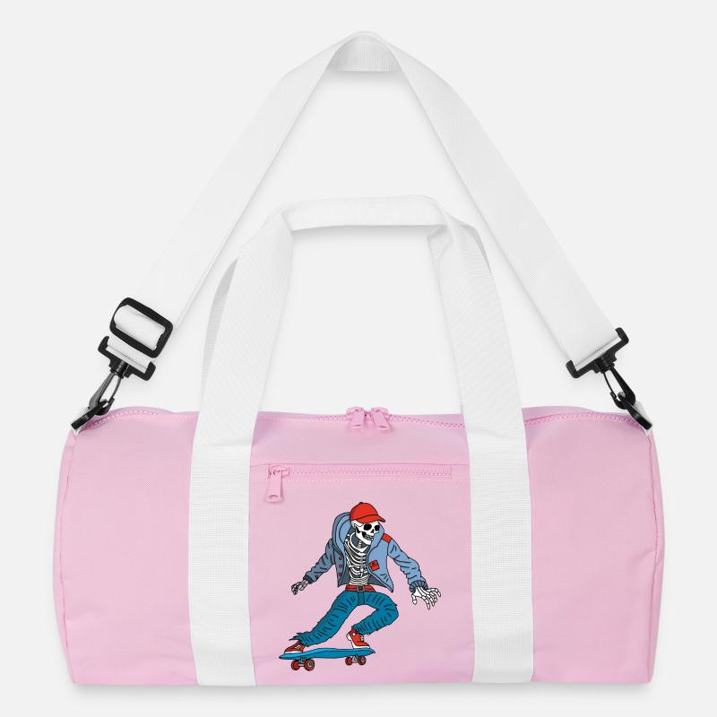 Skeleton on a skateboard Recycled Duffel Bag