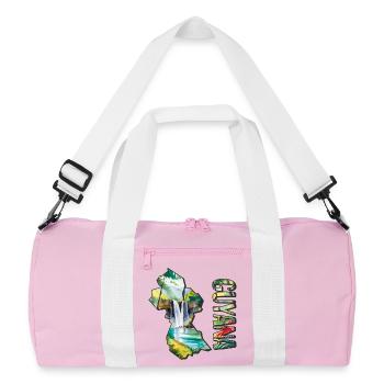 Watercolor Map of Guyana - Recycled Duffel Bag - pink/white - Front