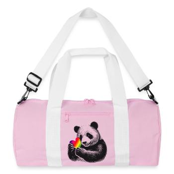 Loving panda with rainbow heart - Recycled Duffel Bag - pink/white - Front