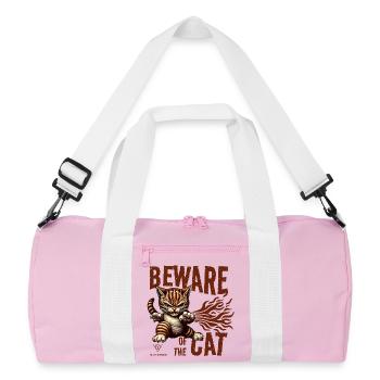 Beware of the cat - Recycled Duffel Bag - pink/white - Front