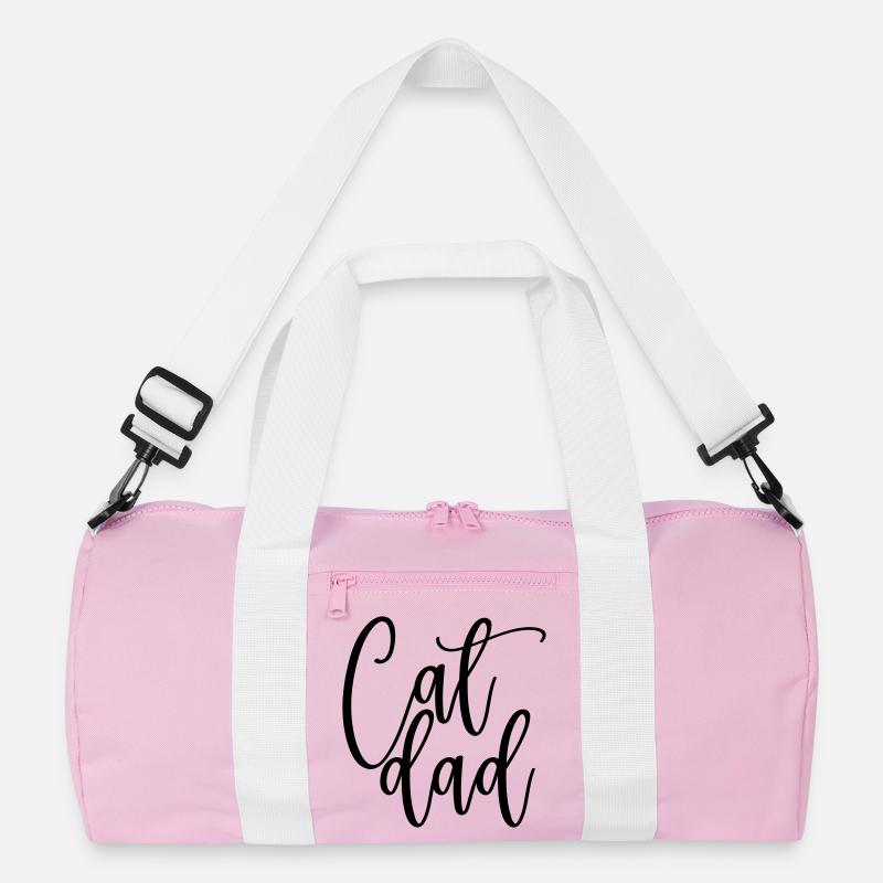 Cat Dad, Katzen Papa, Funny Shirt - Recycelte Duffel Bag - Rosa/Weiß